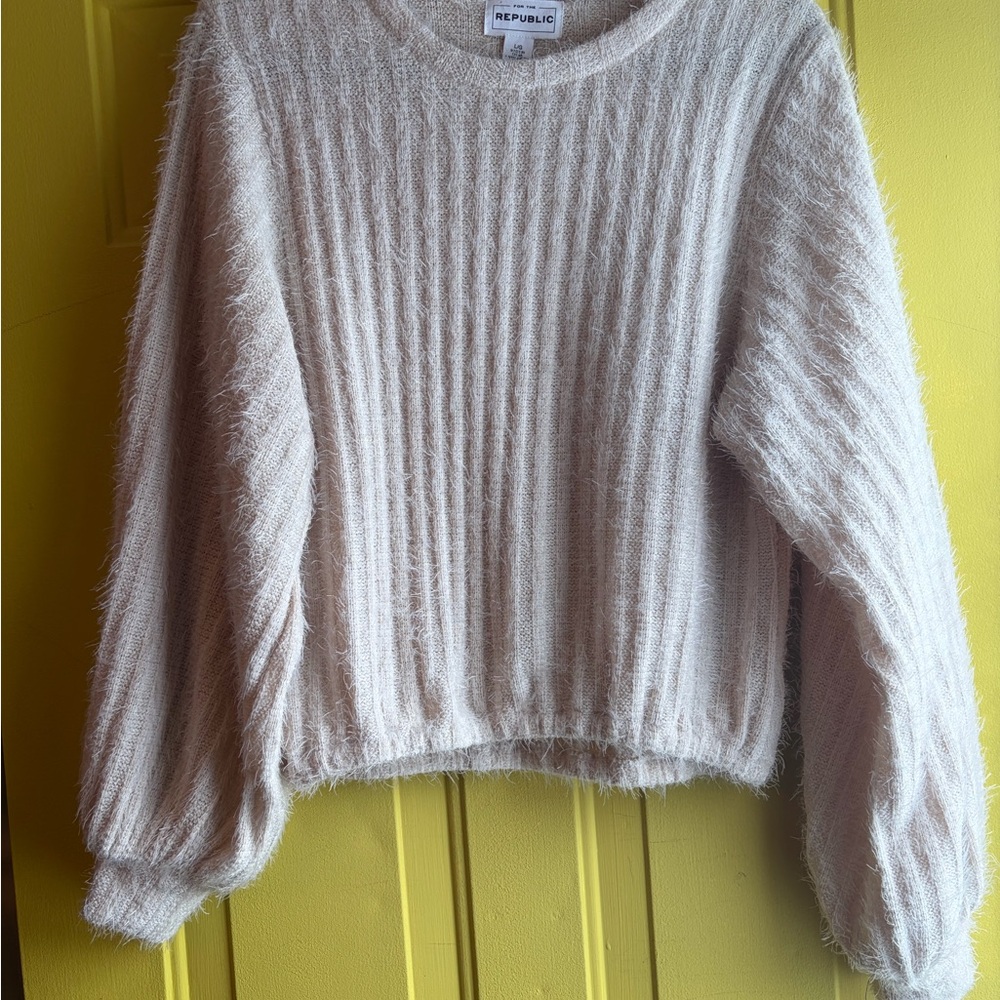 fuzzy ribbed sweater